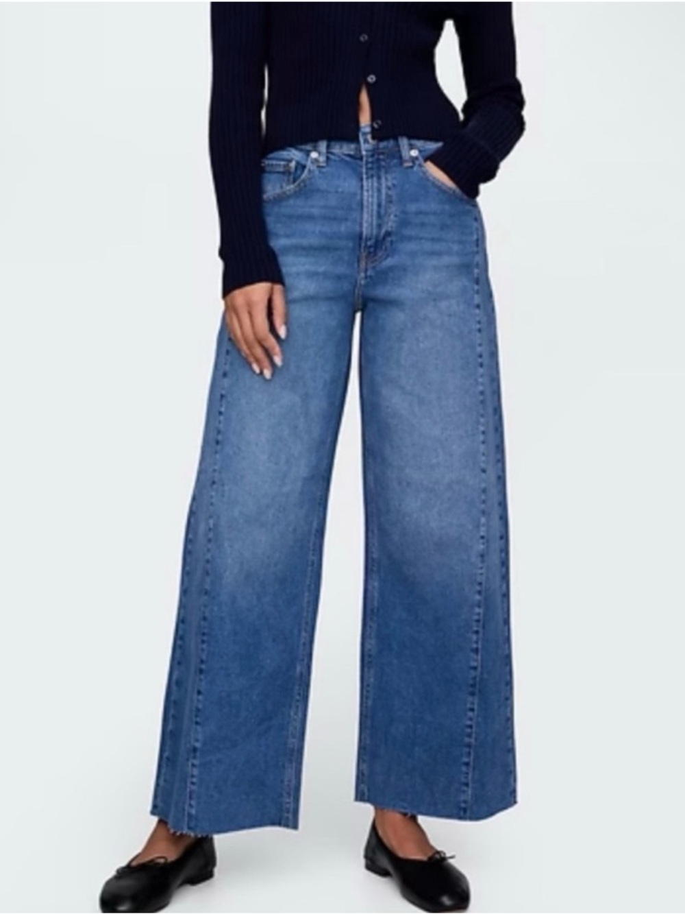 GAP High Rise Stride Wide Leg Blue Jeans Womens Size 30 Stretch